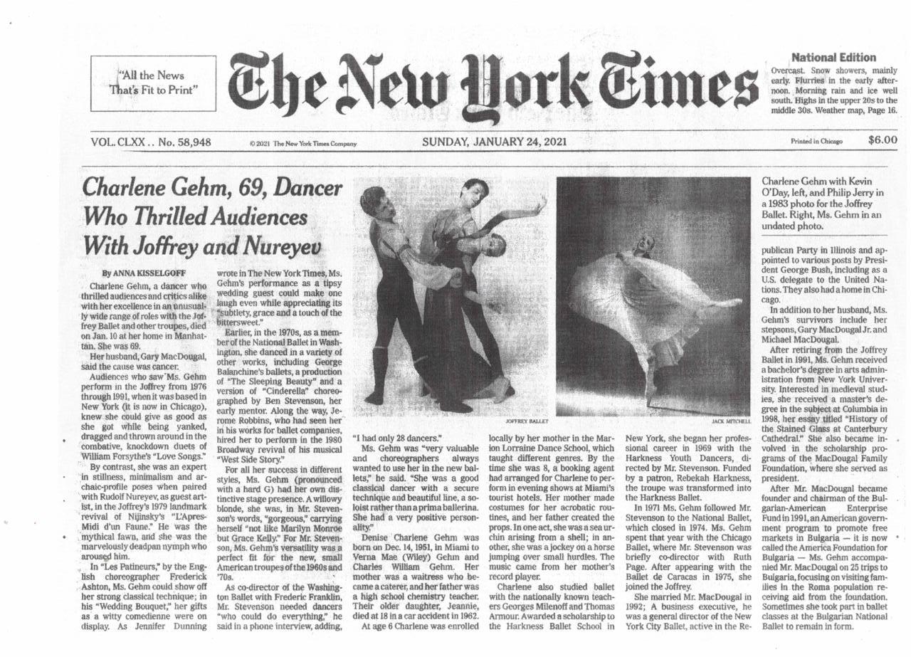 Charlene Gehm MacDougal NYT Obituary